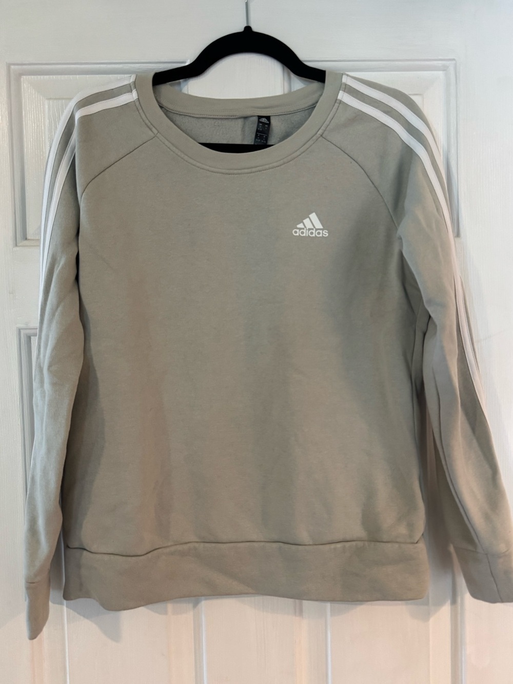 adidas Women’s Crewneck Sweatshirt in Green with White Stripes